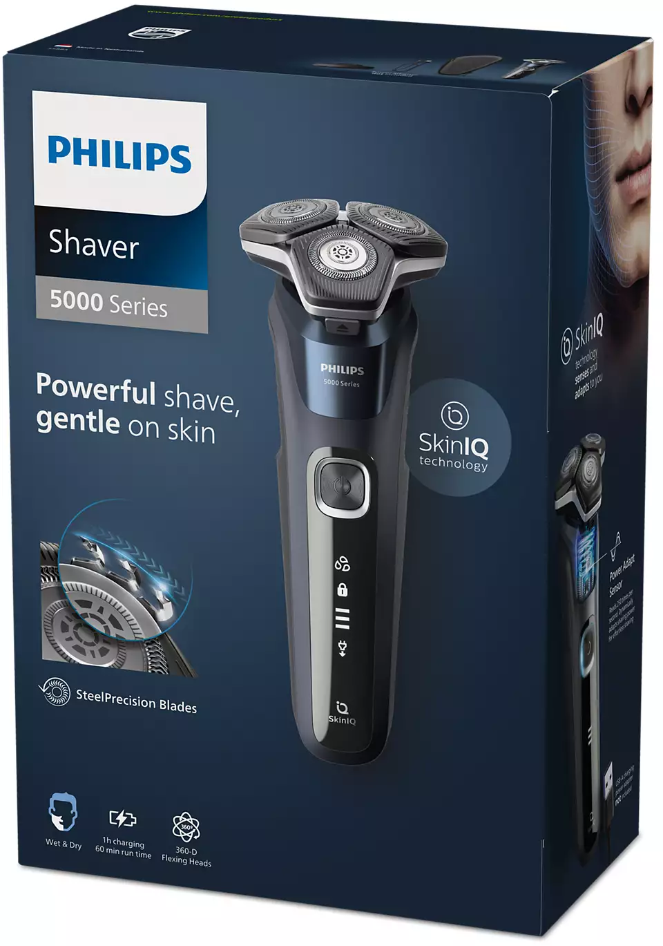 PHILIPS Shaver Series 5000, Wet& Dry skuveklis (lādējams), zils S5885/35