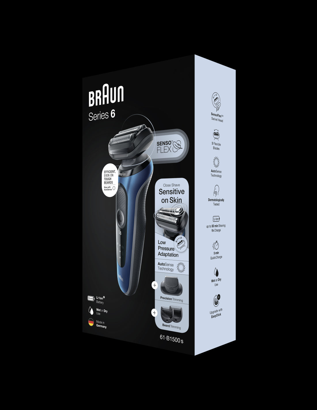 BRAUN Series 6 skuveklis AutoSense, zils 61-B1500s