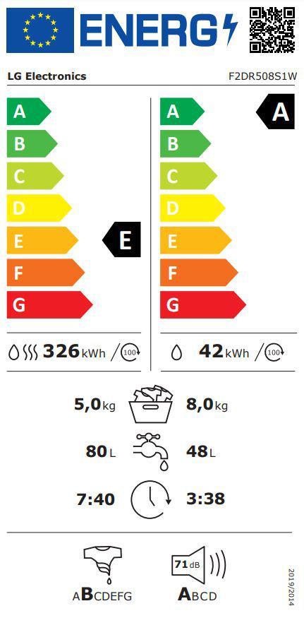 Veļas mazgājamā mašīna ar žāvētāju LG F2DR508S1W - DomoTehnika