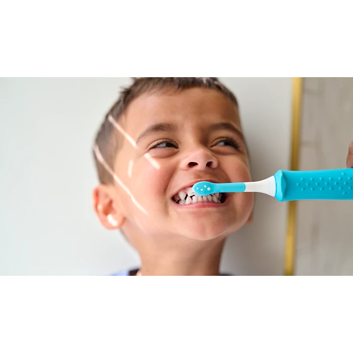 Sonicare for Kids Mini zobu birstes uzgalis, 2 gab,3+, Balta/ciāna HX6032/90