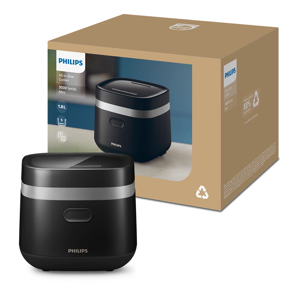 PHILIPS 3000. sērijas Mini daudzfunkcionālais katls, melns HD3090/80