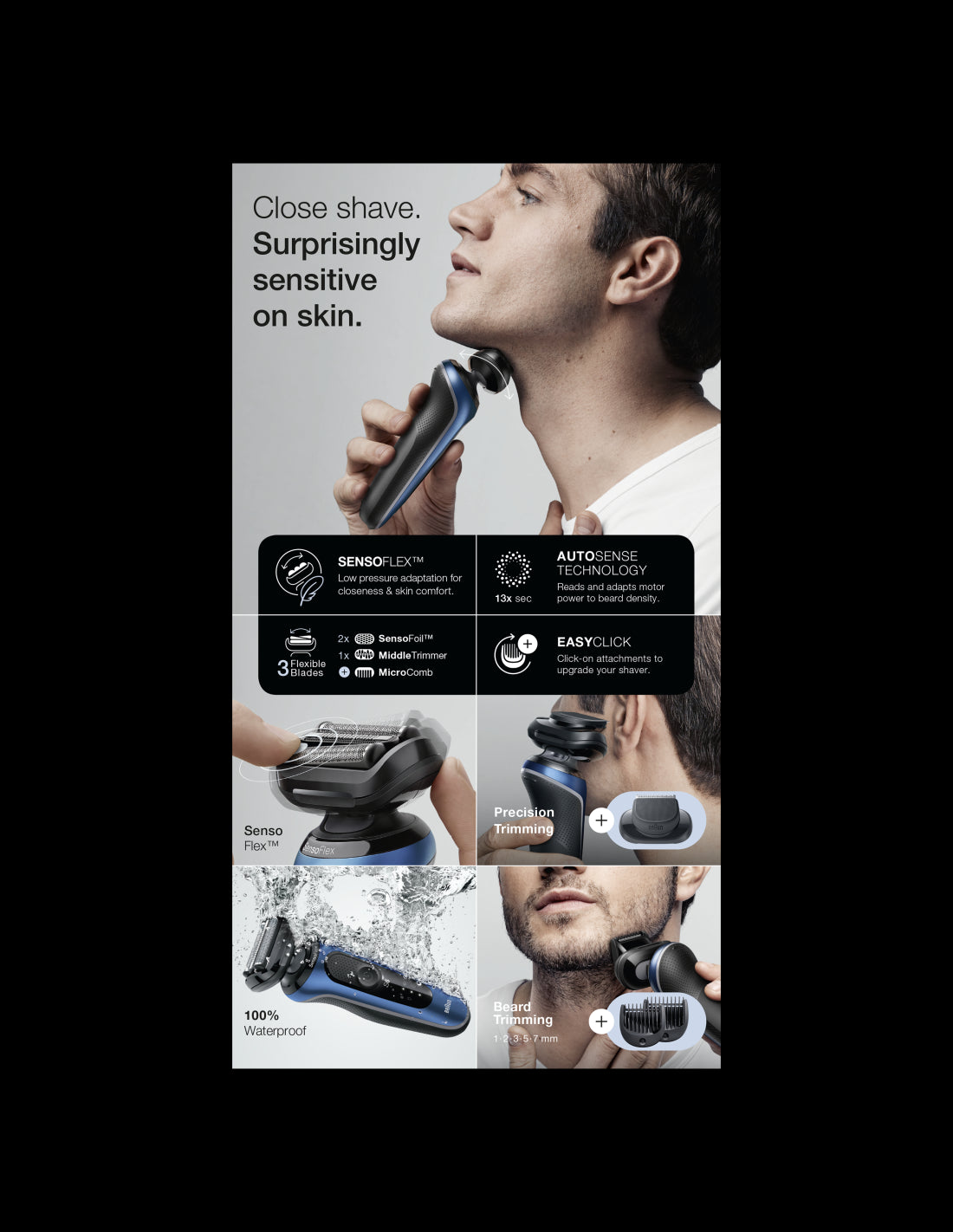 BRAUN Series 6 skuveklis AutoSense, zils 61-B1500s