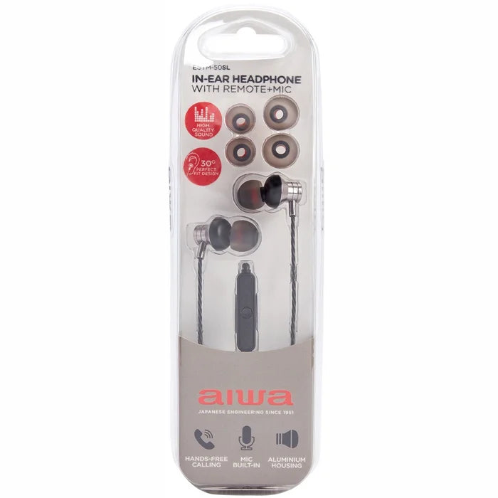 AIWA In-Ear stereo austiņas ar mikrofonu, pelēkas ESTM-50SL