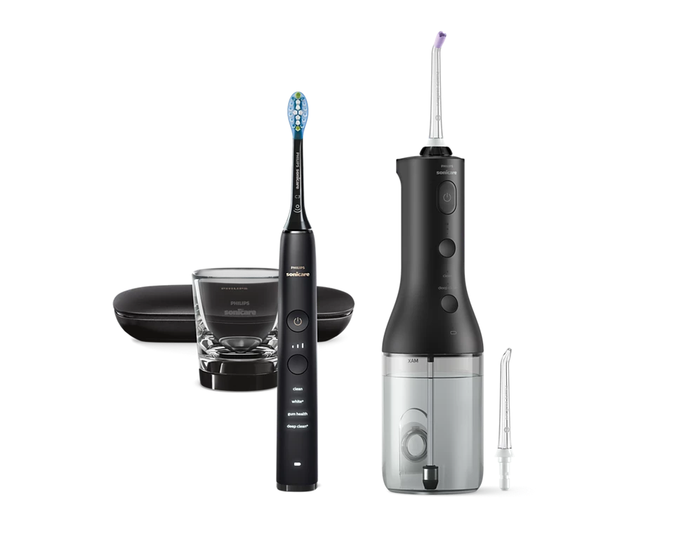 Philips Sonicare Cordless Power Flosser DiamondClean 9000 mutes dobuma irrigators, melns HX3886/43