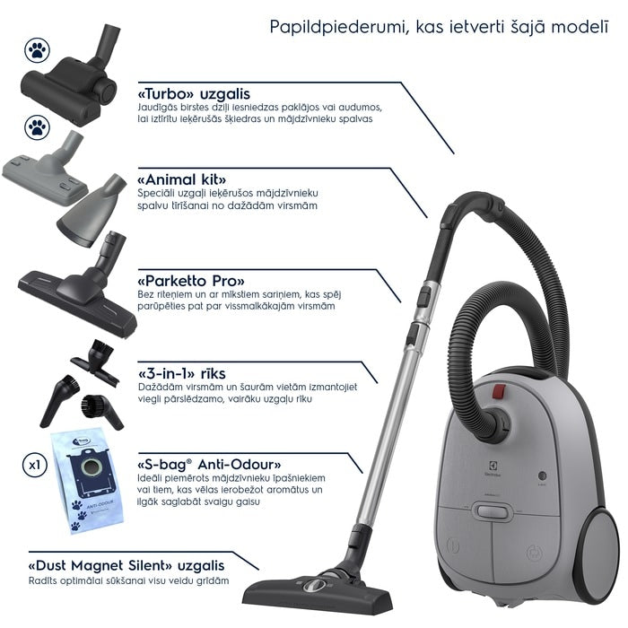Electrolux 600 putekļu sūcējs ar maisiņu, 850W, pelēks EB61A5UG