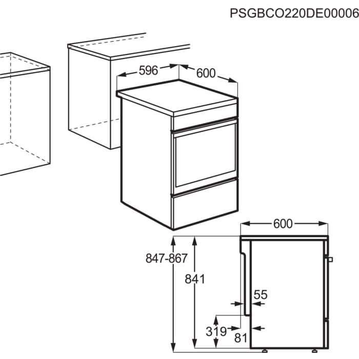 Electrolux elektriskā plīts ar elektrisko cepeškrāsni, 596 mm, balta LKR62001CW