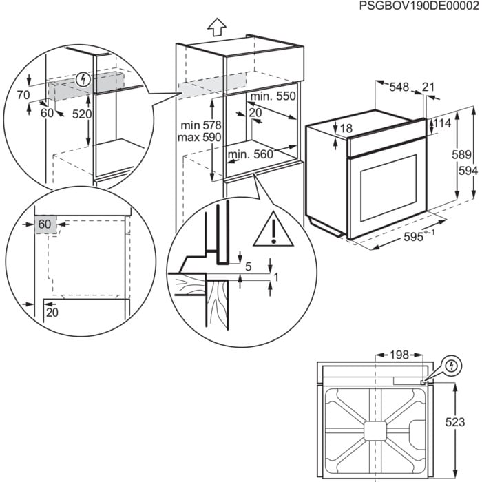 Electrolux cepeškrāsns 600 SurroundCook (iebūv.), 72l, melna KOFGF70TH
