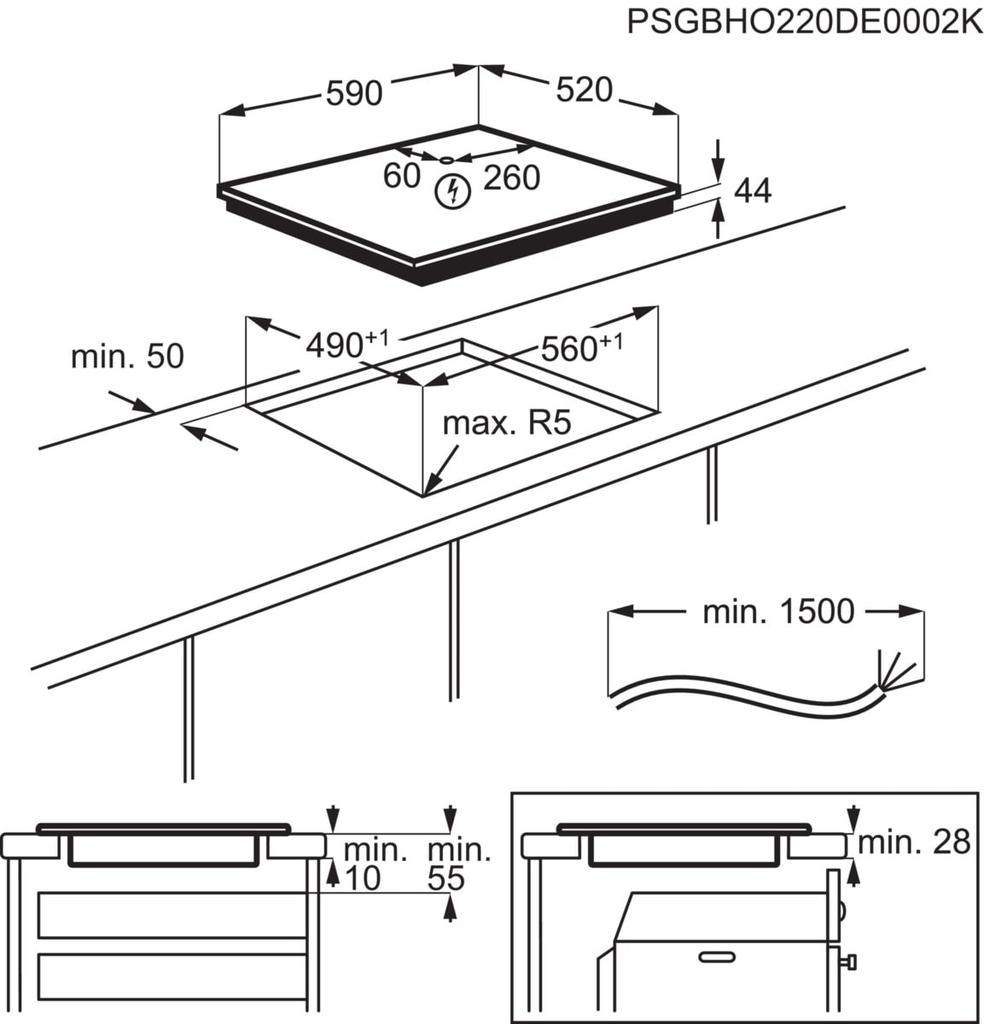 Electrolux 600 Flex Bridge ar Hob2Hood indukcijas plīts virsma, 60cm EIV64453