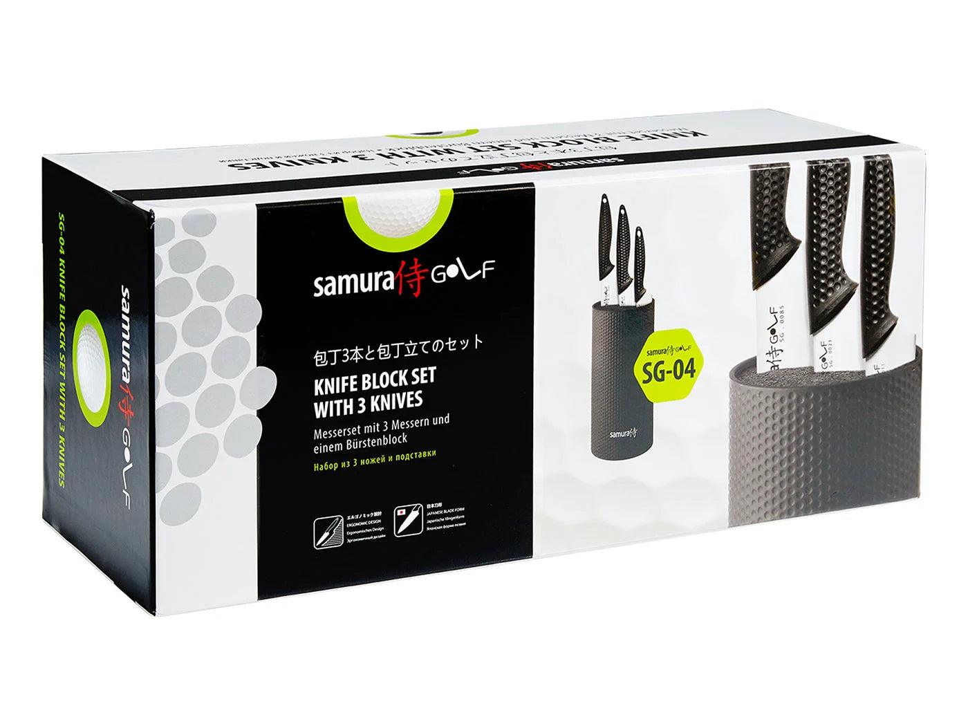 Nažu statīvs ar nažiem SAMURA GOLF Knife block set with 3 kitchen knives SG-04 - DomoTehnika