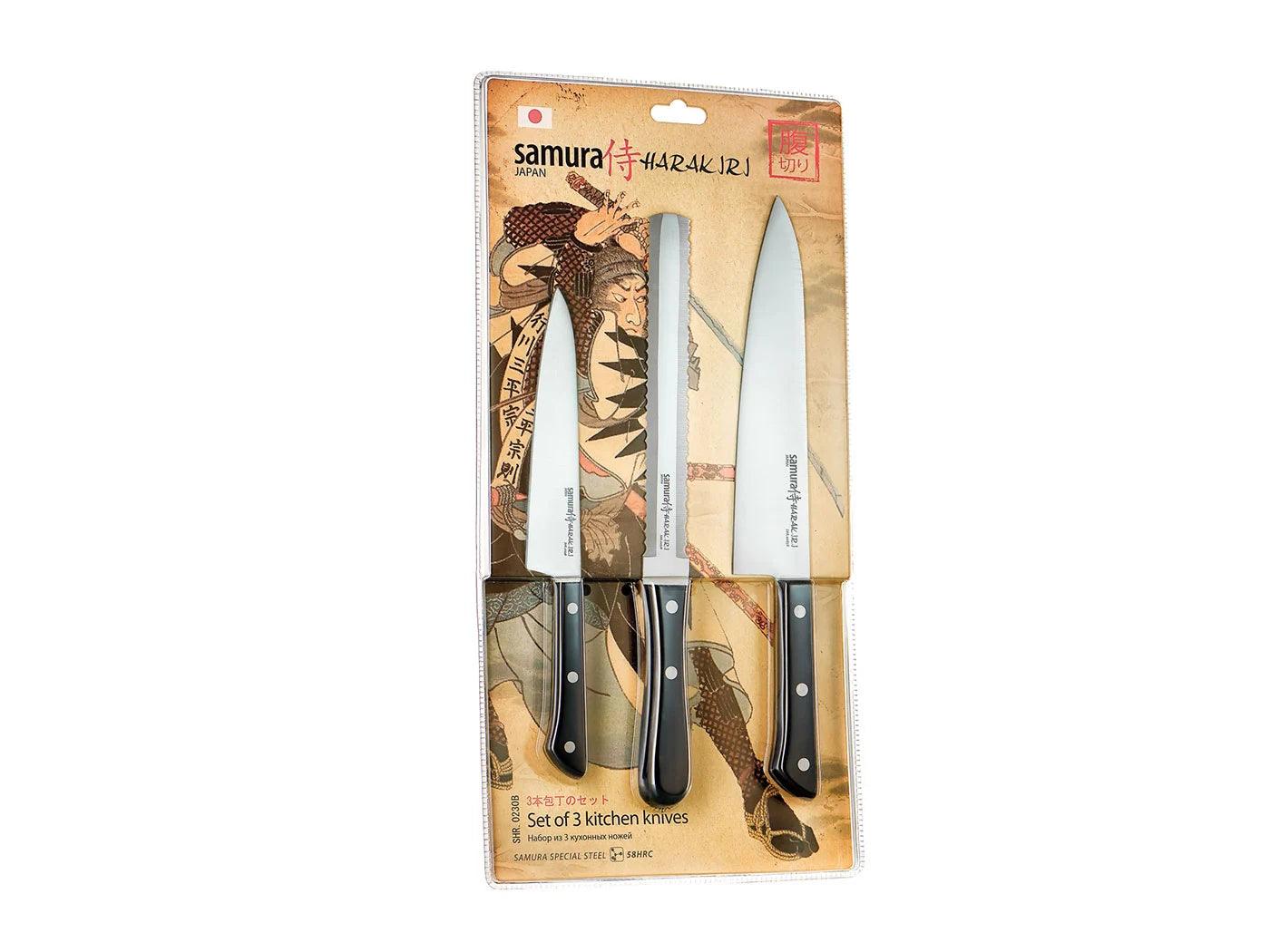 Nažu komplekts SAMURA HARAKIRI Set of 3 kitchen knives, melns SHR-0230B - DomoTehnika