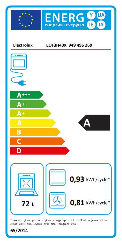 Electrolux cepeškrāsns, iebūv., 72l EOF3H40X