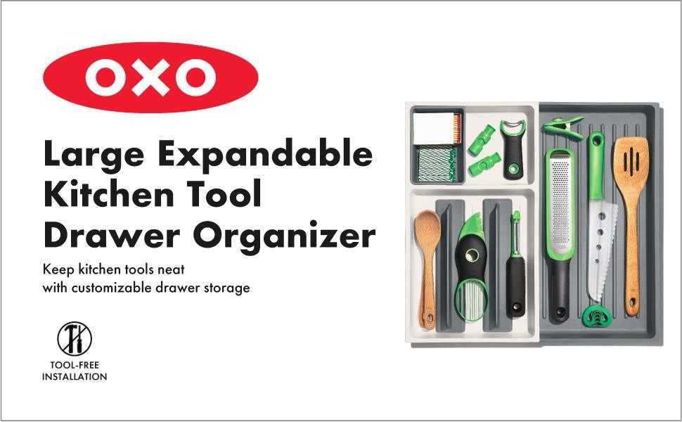 Virtuves piederumu organizators OXO Large Expandable Kitchen Tool Drawer Organizer 13322100 - DomoTehnika