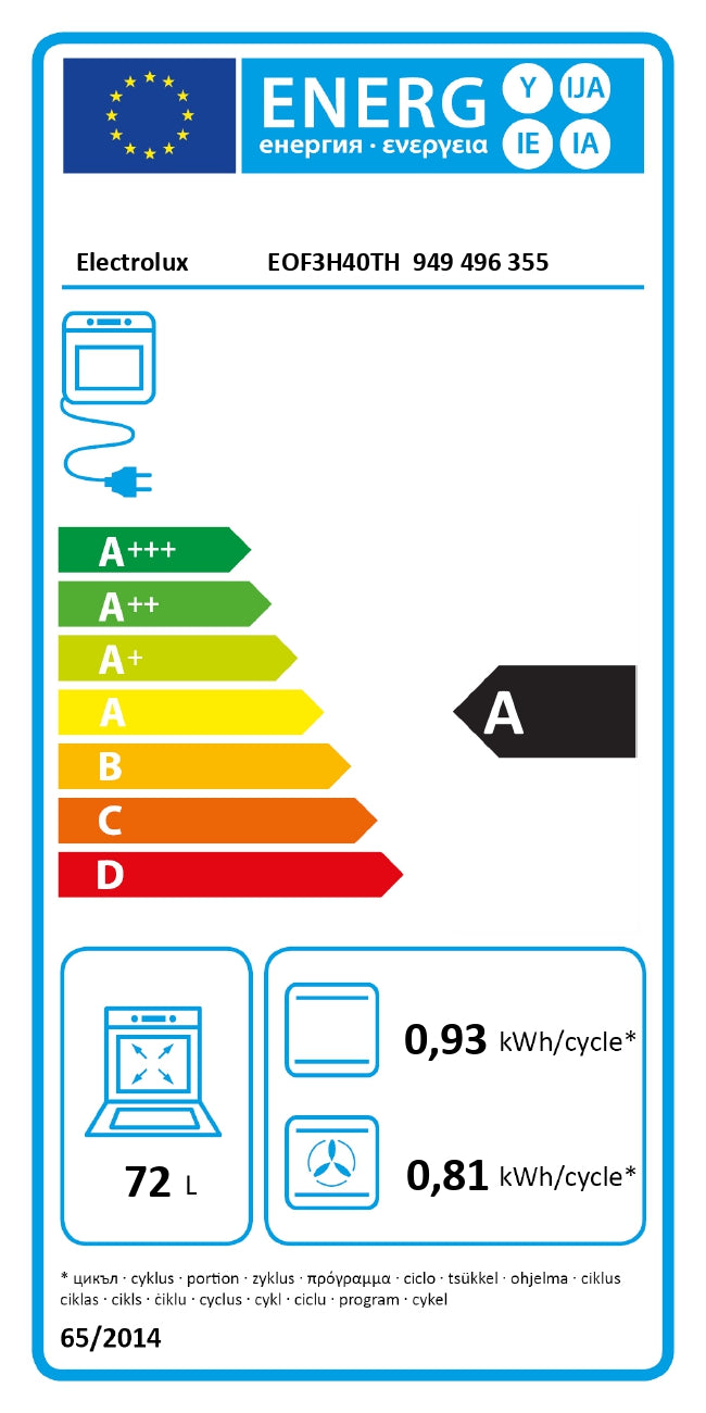 Electrolux cepeškrāsns, iebūv., 72L, melna EOF3H40TH