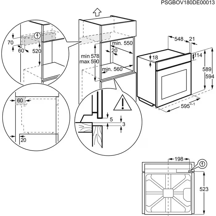 Electrolux cepeškrāsns, iebūv., 72l, tērauda EOF3C00X