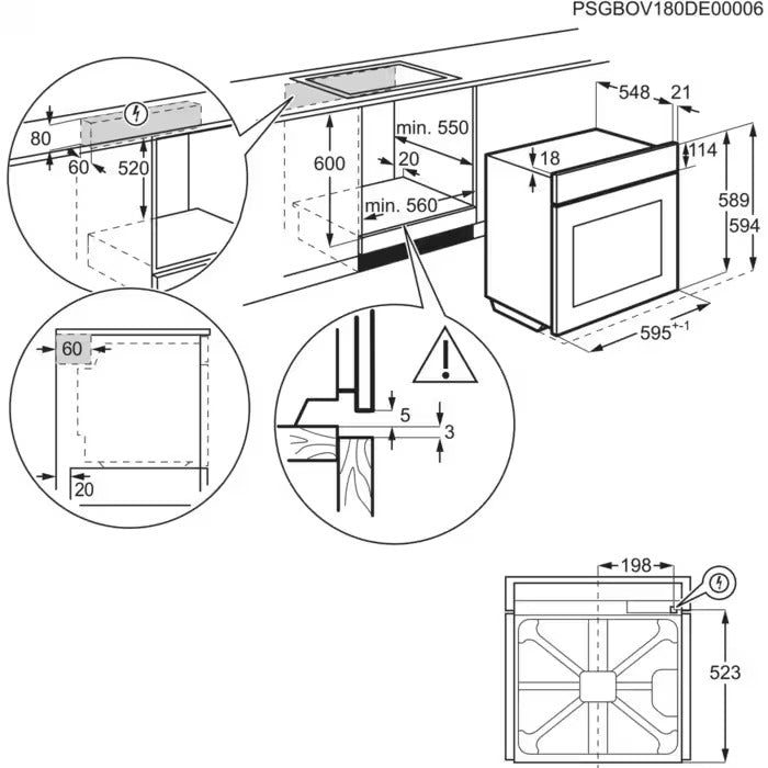 Electrolux cepeškrāsns, iebūv., 72L, melna EOF3H40TH