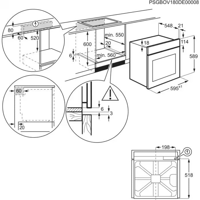 Electrolux cepeškrāsns (iebūvējama) 72l, tērauda EOF4P56X