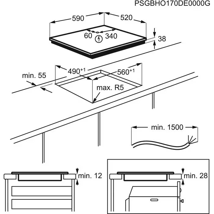 Electrolux keramiskā plīts virsma EHF6232FOK