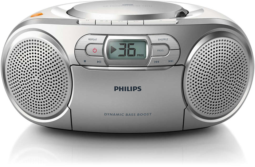 PHILIPS CD magnetola ar kaseti, sudraba AZ127/12