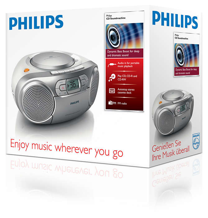 PHILIPS CD magnetola ar kaseti, sudraba AZ127/12