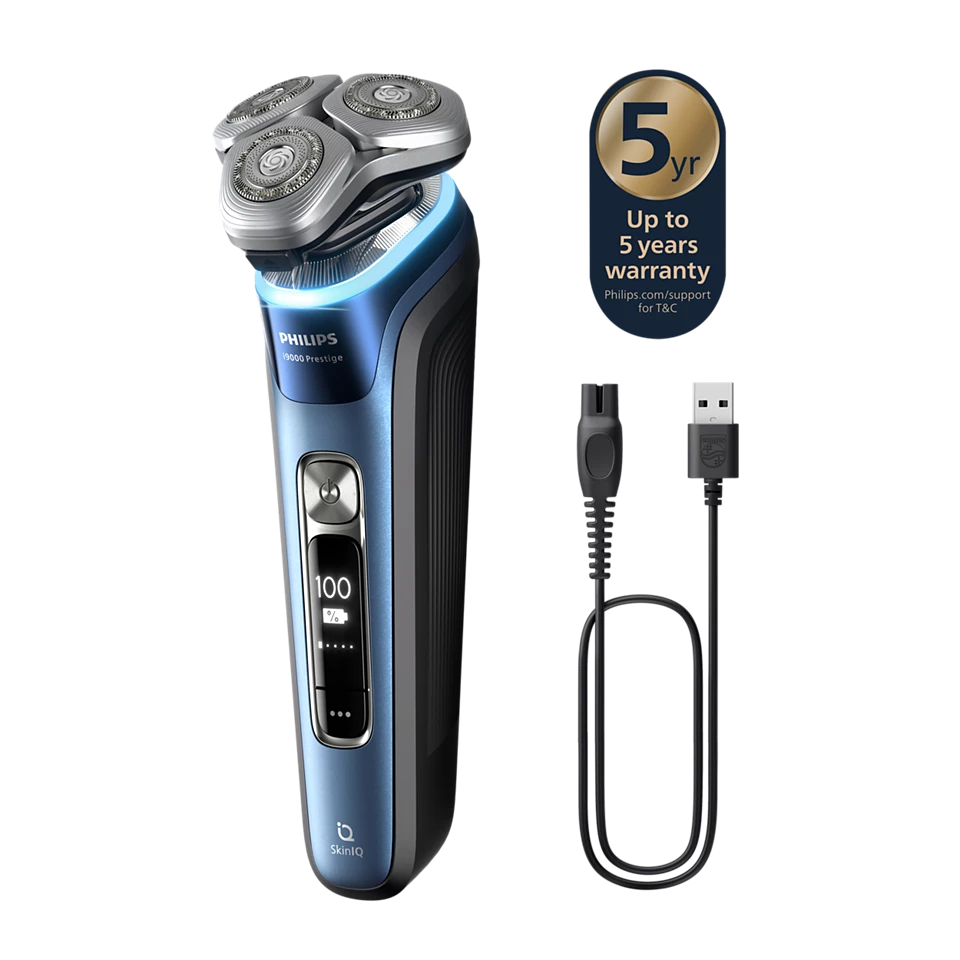 PHILIPS i9000 Prestige Ultra Elektroskuveklis mitrai/sausai skūšanai (lādējams), Mystic Aqua XP9201/33