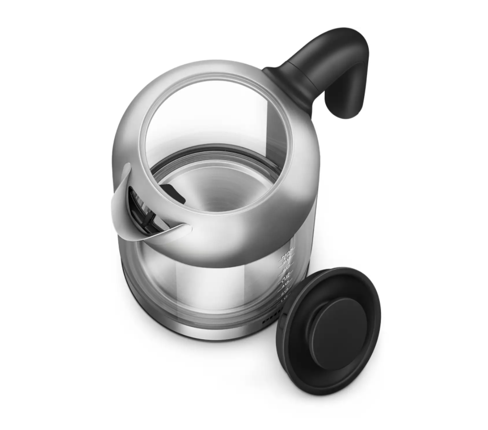 PHILIPS Tējkanna 1.7 l, stikla, melna/sudraba HD9339/80