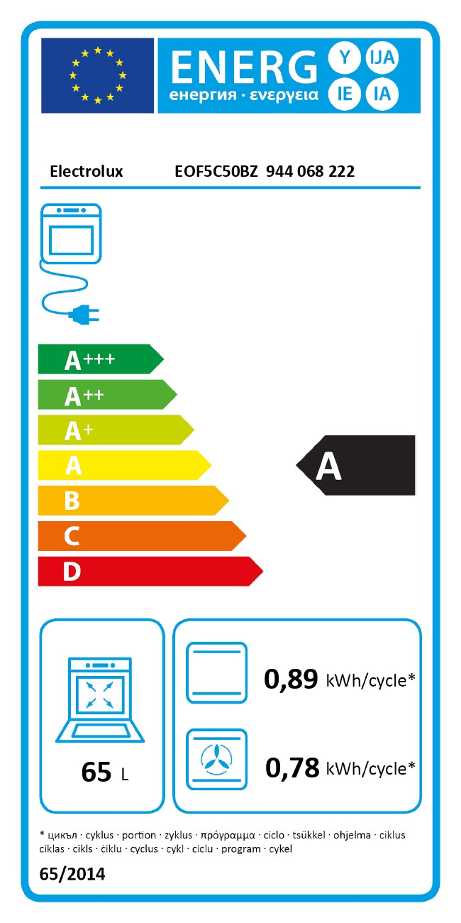 Electrolux cepeškrāsns (iebūvējama) 65l, katalītisks pārklājums EOF5C50BZ