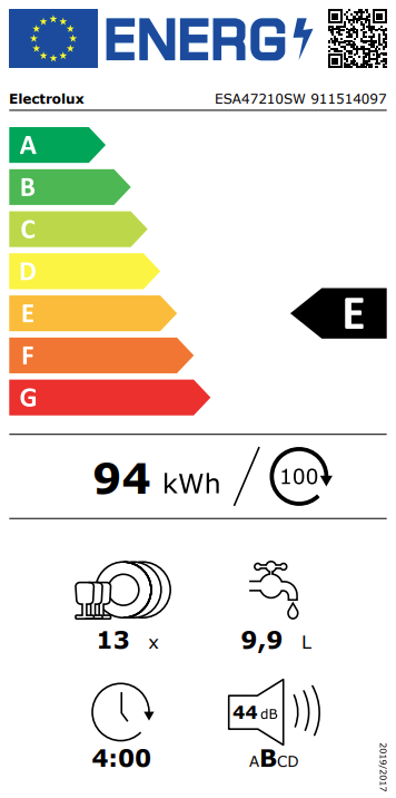 Electrolux brīvstāvoša trauku mazgājamā mašīna, balta ESA47210SW
