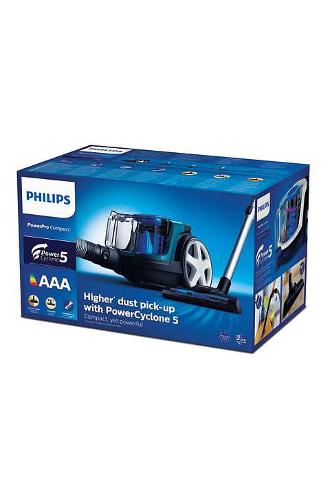 PHILIPS PowerPro Compact bezmaisu putekļsūcējs, 900 W (zils) FC9334/09