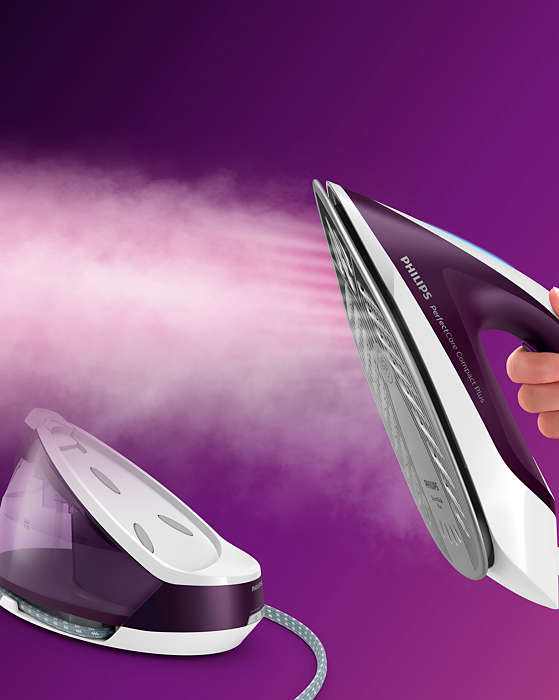 PHILIPS PerfectCare Compact Tvaika ģeneratora gludeklis (violeta) GC7933/30