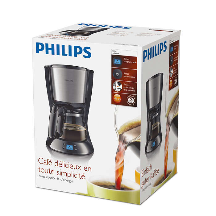 PHILIPS Daily Collection Kafijas automāts ar taimeri,1000W, metāls/melns HD7459/20