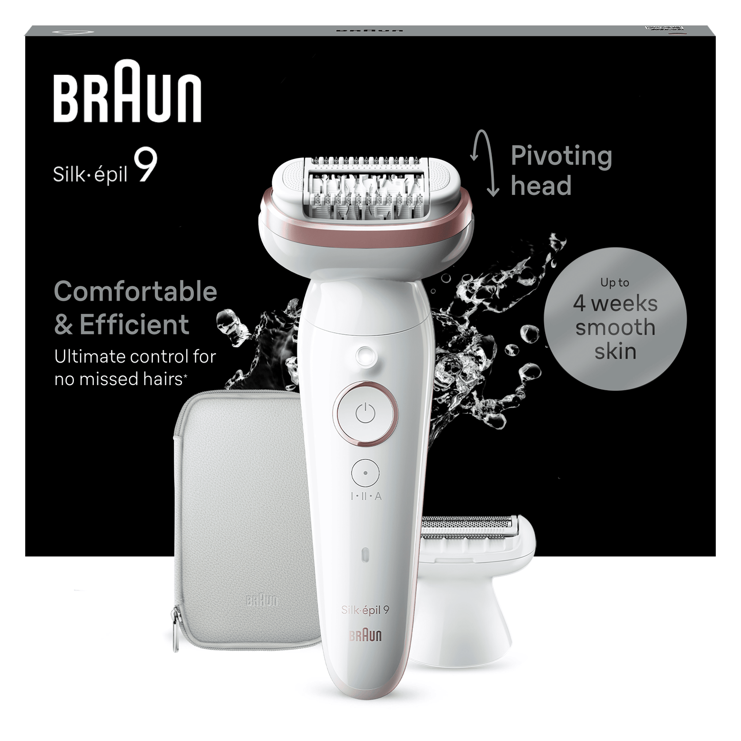 BRAUN Silk 9 epilators, komplektā uzgaļi SES9-030