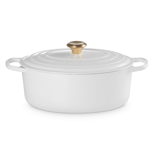 Katls LE CREUSET Cast iron pot oval 31cm / 6,3L mat white - DomoTehnika