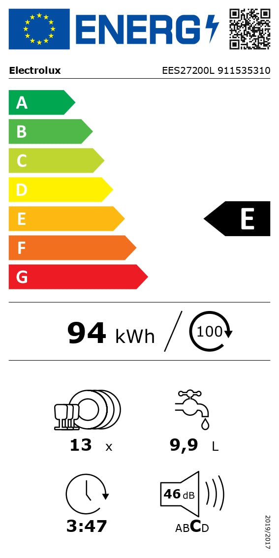 Iebūvējamā trauku mazgājamā mašīna ELECTROLUX EES27200L