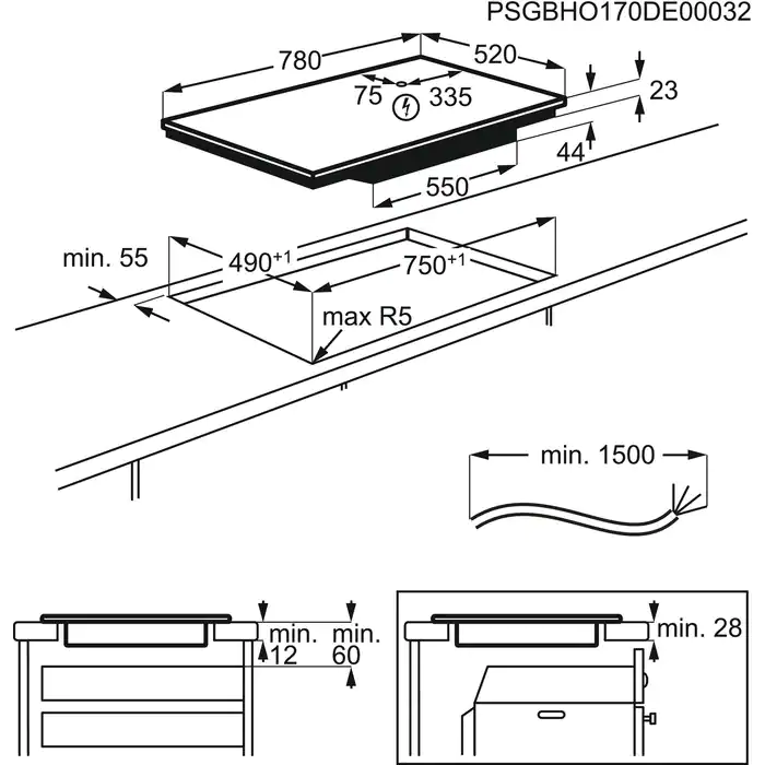 AEG indukcijas plīts virsma (iebūv.), 80cm IAE84431FB