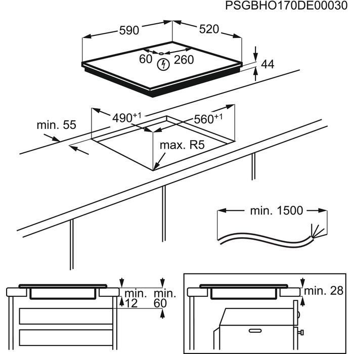 Electrolux indukcijas plīts virsma, melna LIR60433B