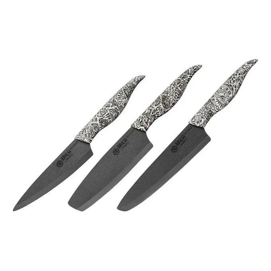 Nažu komplekts SAMURA INCA set of 3 kitchen knives, melns SIN-0220B - DomoTehnika
