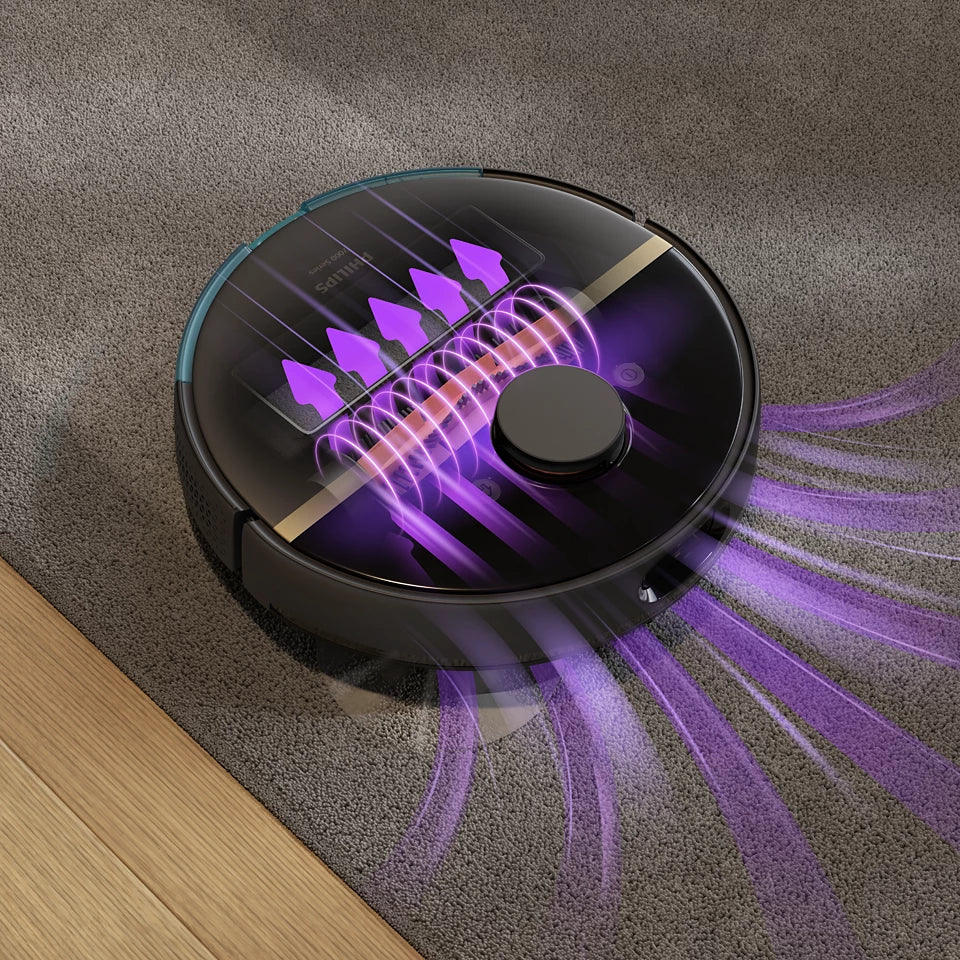 PHILIPS HomeRun 7000. sērijas putekļsūcējs robots ar mazgāšanas funkciju, melns XU7100/01