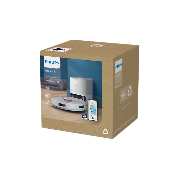 PHILIPS HomeRun 2000. sērijas Putekļsūcējs robots ar mazgāšanas funkciju, balts XU2100/25