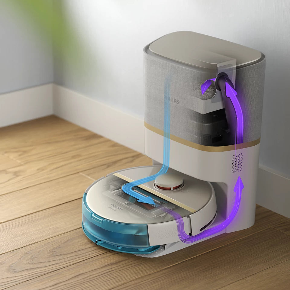 PHILIPS HomeRun 7000. sērijas putekļsūcējs robots ar mazgāšanas funkciju, balts XU7100/02
