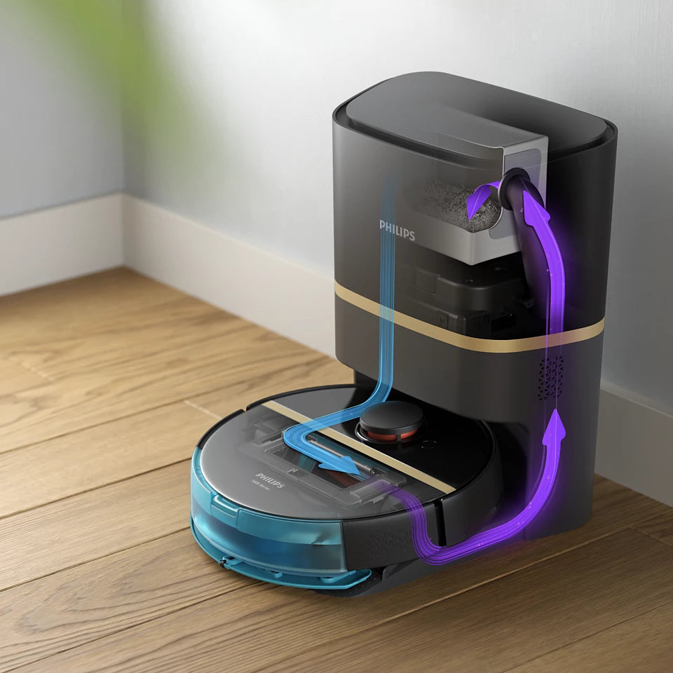 PHILIPS HomeRun 7000. sērijas putekļsūcējs robots ar mazgāšanas funkciju, melns XU7100/01