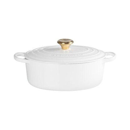 Katls LE CREUSET Cast iron pot oval 27cm / 4.1L mat white - DomoTehnika