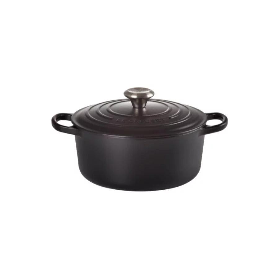 Katls LE CREUSET Cast iron kettle round Ø24cm / 4,2L mat black - DomoTehnika