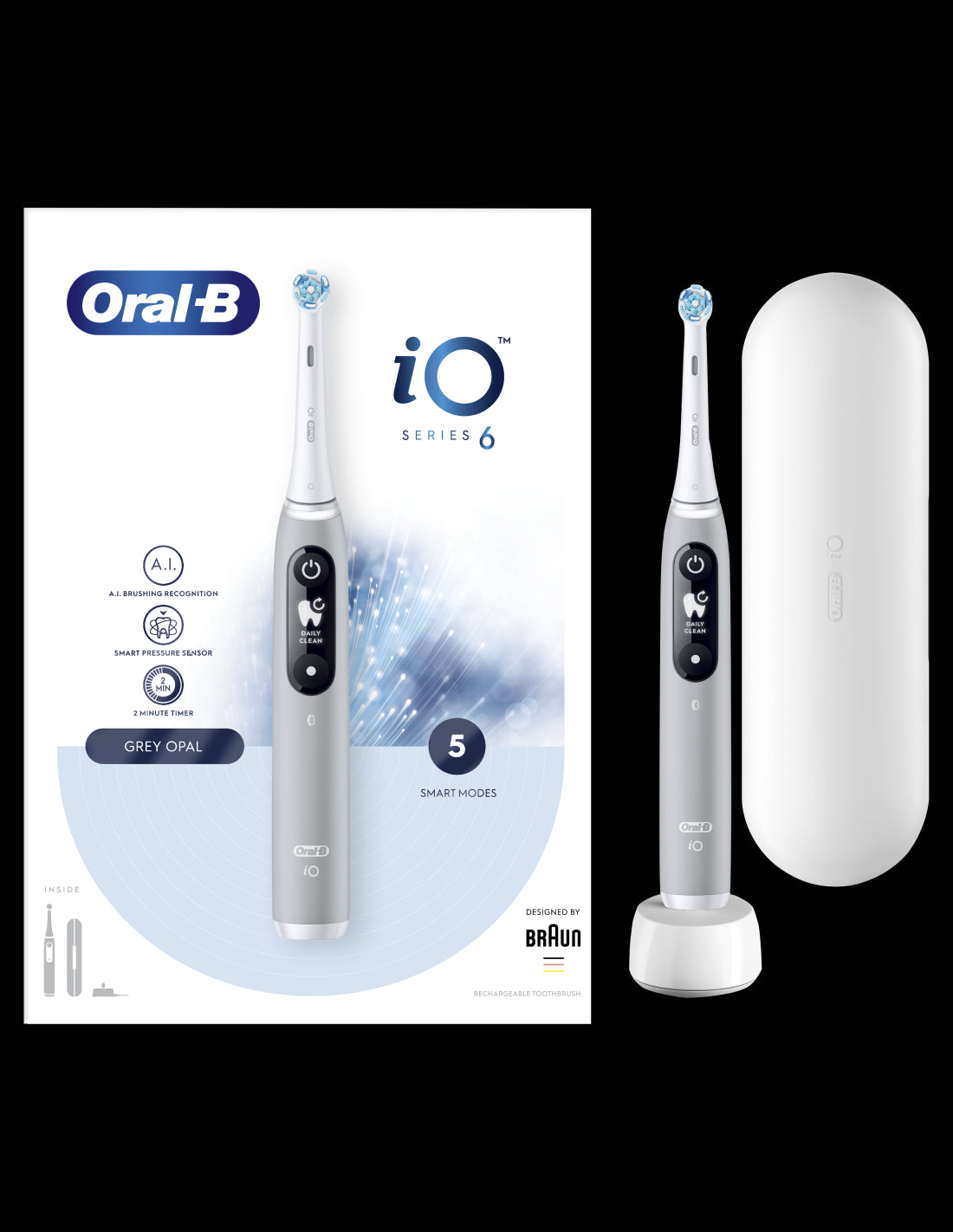 BRAUN Series iO6 el.zobu  birste, Grey Opal iOM6.1A6.1K Grey