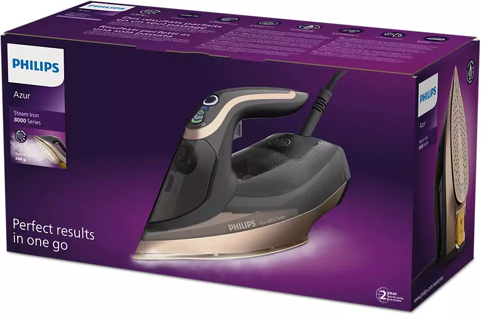 PHILIPS 8000 sērijas Tvaika gludeklis,3000W, melns DST8041/80