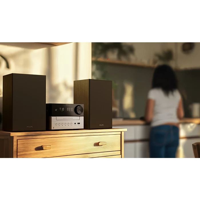 PHILIPS mūzikas sistēma ar Bluetooth, CD, 20W, melns/sudraba TAM3205M2/12