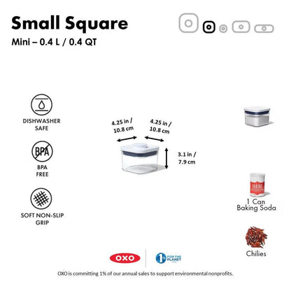 Pārtikas uzglabāšanas trauks OXO POP Small Square Mini - 0.4L 11236700 - DomoTehnika