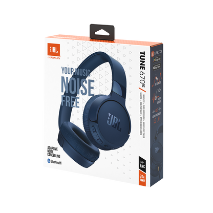 JBL on-ear bezvadu austiņas ar trokšņu  slāpēšanu, zilas JBLT670NCBLU