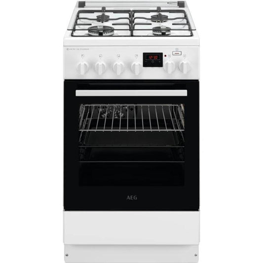 AEG gāzes plīts ar elektrisko cepeškrāsni, balta, A CKB56480BW