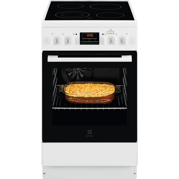 Electrolux elektriskā plīts ar elektrisko cepeškrāsni, 50cm, balta LKR560200W