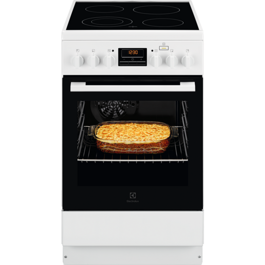 Electrolux elektriskā plīts ar elektrisko cepeškrāsni, 50cm, balta LKR560200W